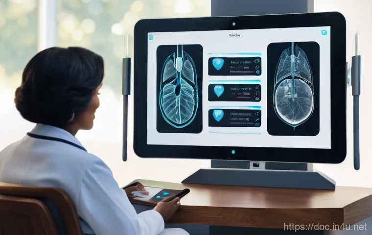 의료분야 AI 활용 사례 - **Prompt 2: AI for Precision Diagnosis and Personalized Treatment**
    A vibrant, high-tech medical...