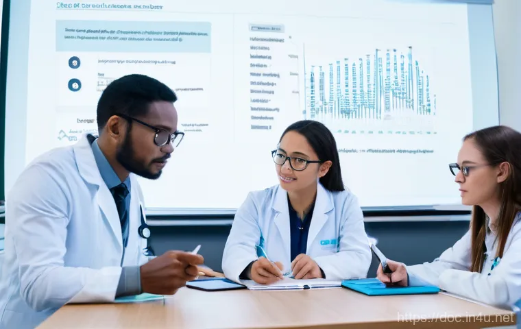 의학 논문 작성법 - Image Prompt 1: Collaborative Medical Research Topic Selection**