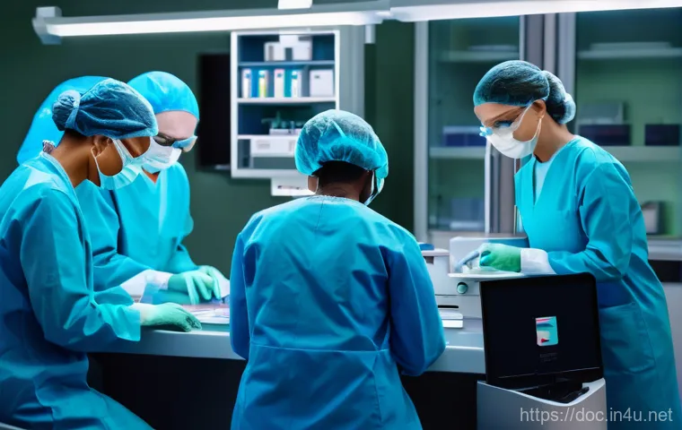 의학 논문 작성법 - A brightly lit, modern university library or research center. A diverse group of medical researchers...