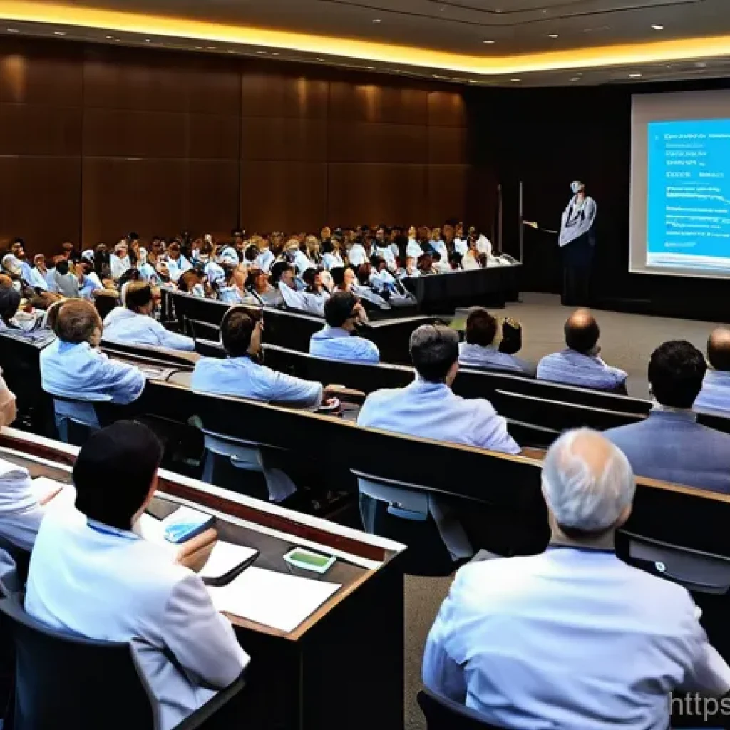 전문 의료진을 위한 학술대회 추천 - **Image Prompt 1: Knowledge Exchange and Cutting-Edge Medical Technology**
"A group of diverse m...