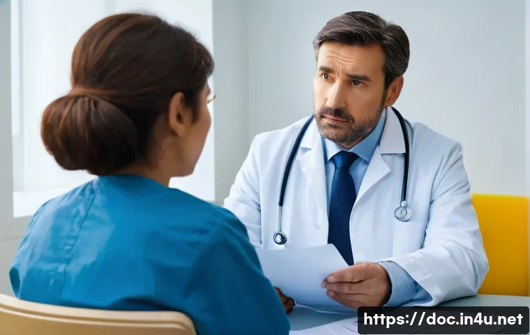 의사 환자관리 실패 사례 분석 - A poignant image capturing a communication breakdown between a doctor and a patient. The doctor, a m...